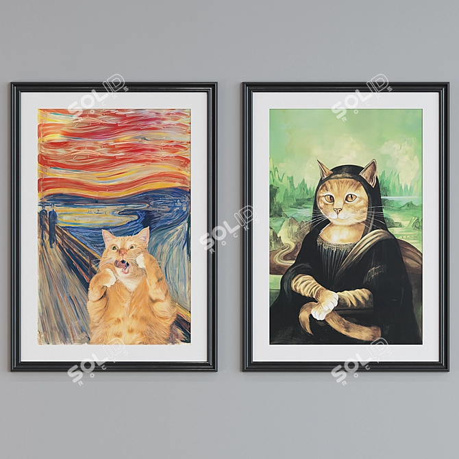 Playful Cat Parody Picture Frames 3D model image 5