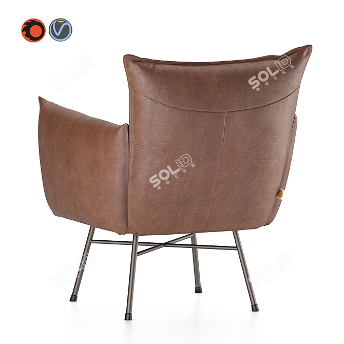 Micasa Leather Armchair: Sleek Design & Unparalleled Comfort 3D model image 2