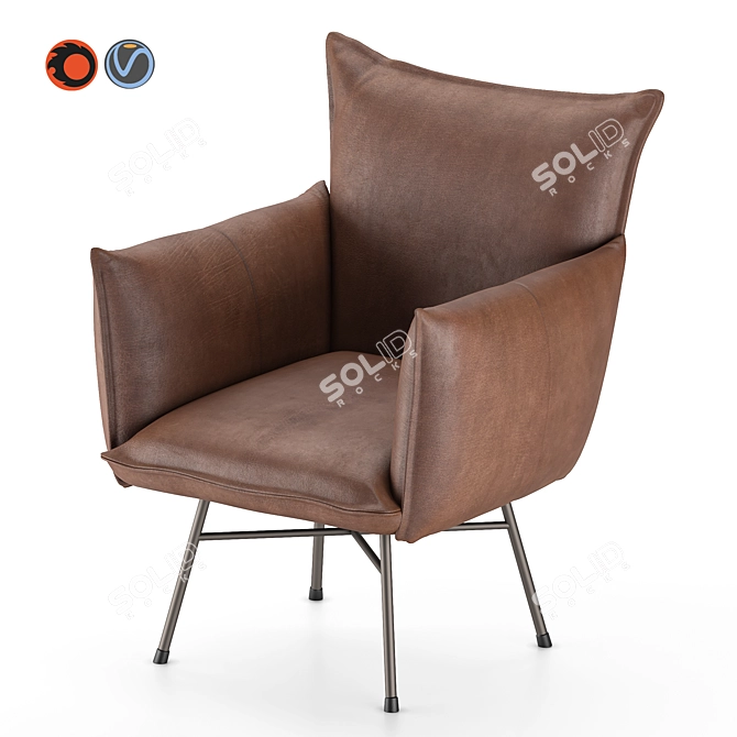 Micasa Leather Armchair: Sleek Design & Unparalleled Comfort 3D model image 3