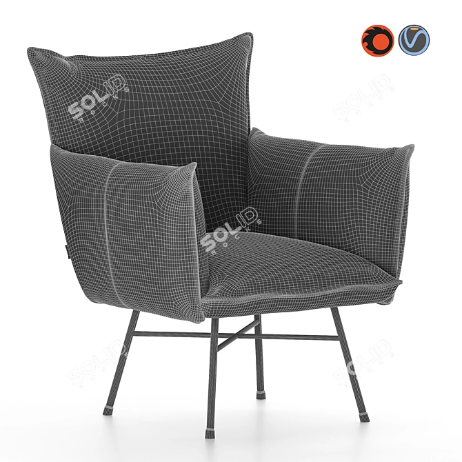 Micasa Leather Armchair: Sleek Design & Unparalleled Comfort 3D model image 4