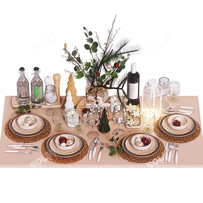 Festive Table Decor 3D model image 1