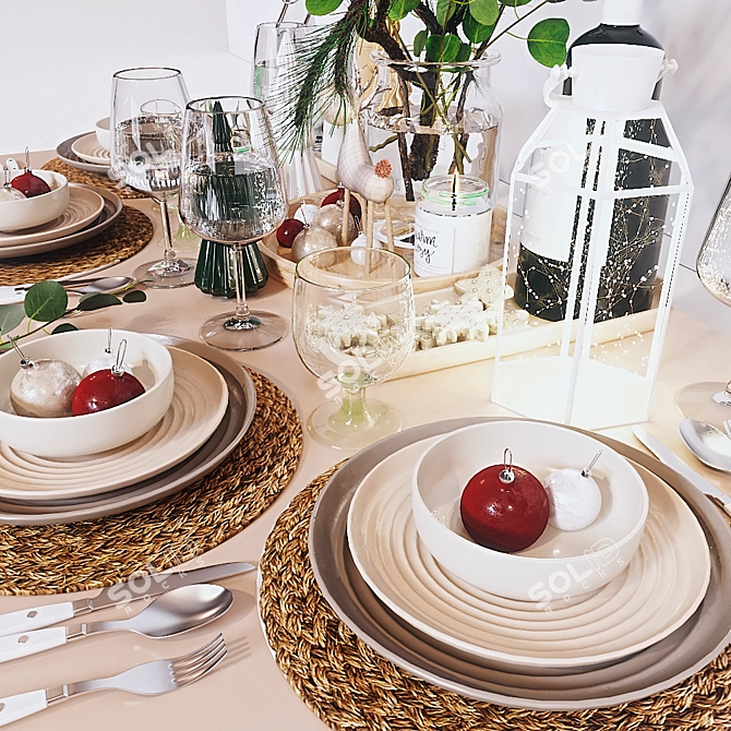 Festive Table Decor 3D model image 3