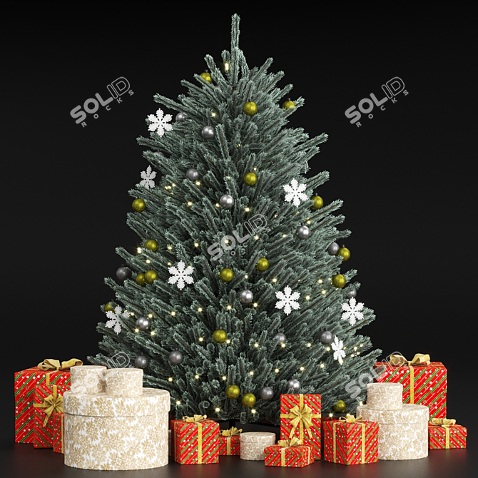Festive Surprise Christmas Tree 3D model image 4