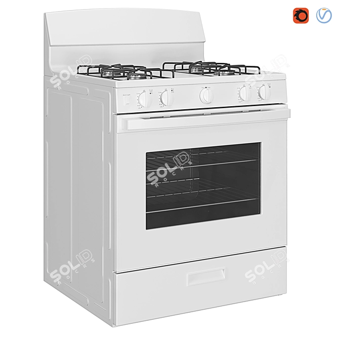 GE 4-Burner Gas Range - Freestanding 3D model image 1