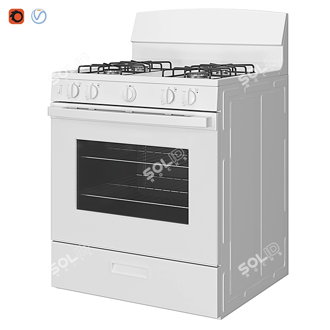 GE 4-Burner Gas Range - Freestanding 3D model image 8