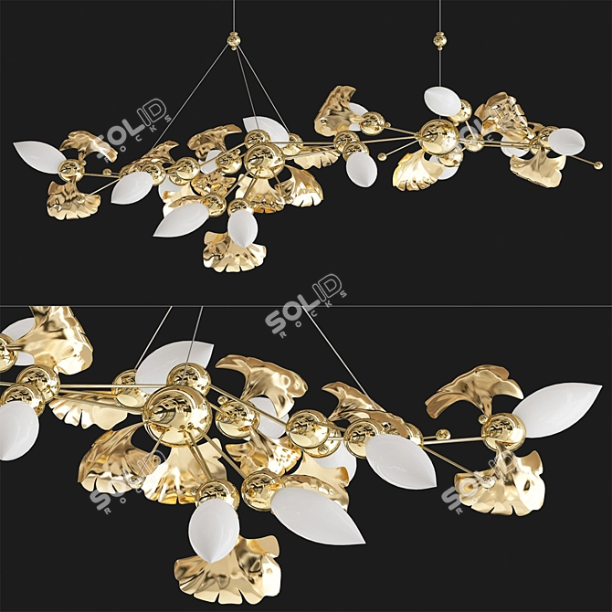 Elegant Ginkgo Blossom Chandelier 3D model image 1