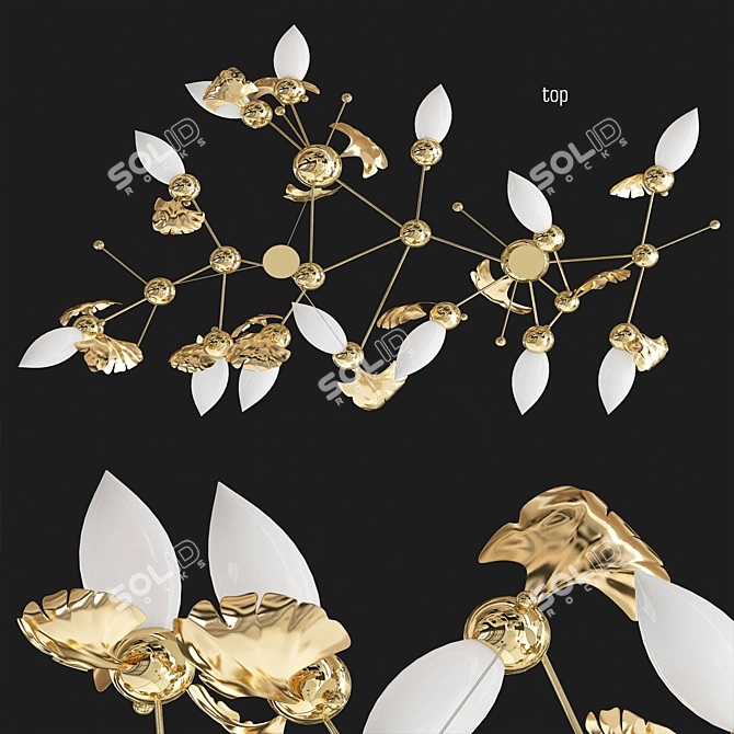 Elegant Ginkgo Blossom Chandelier 3D model image 2