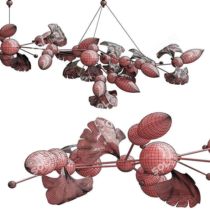 Elegant Ginkgo Blossom Chandelier 3D model image 3