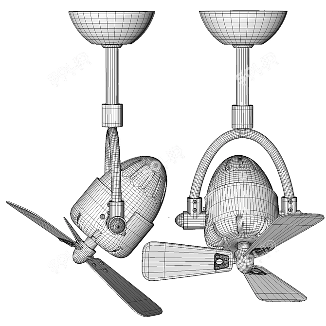 Sleek Outdoor Ceiling Fans - Damp and Wet Rated Collection 3D model image 6