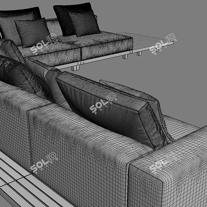 Elegant Vis-à-Vis Sofa by Tribu 3D model image 4