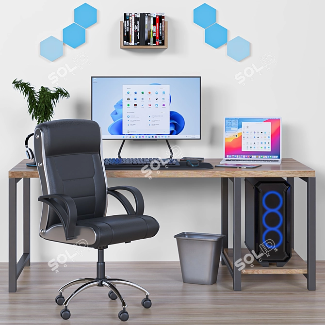 Superior Office Furniture Set 3D model image 1
