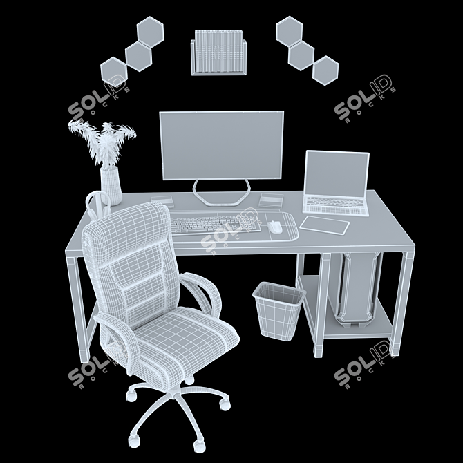 Superior Office Furniture Set 3D model image 4