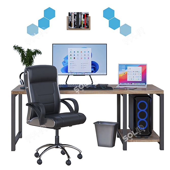 Superior Office Furniture Set 3D model image 6