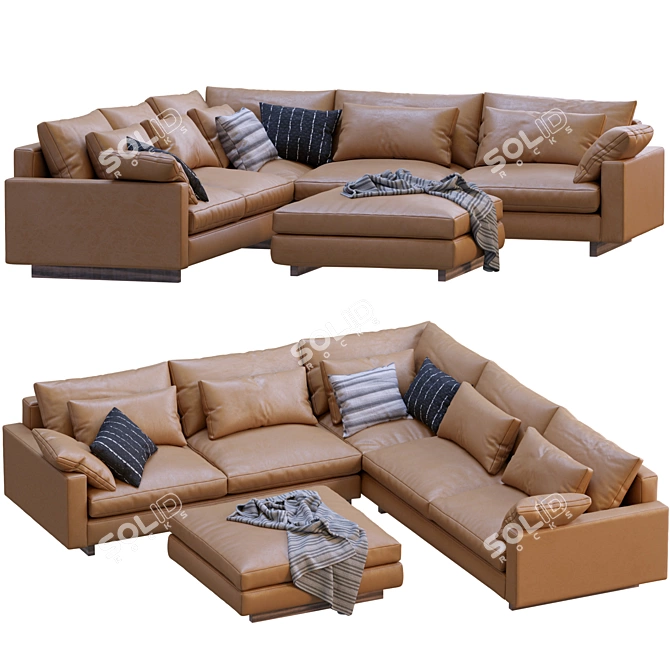 Elegant Harmony Leather Sofa 3D model image 2