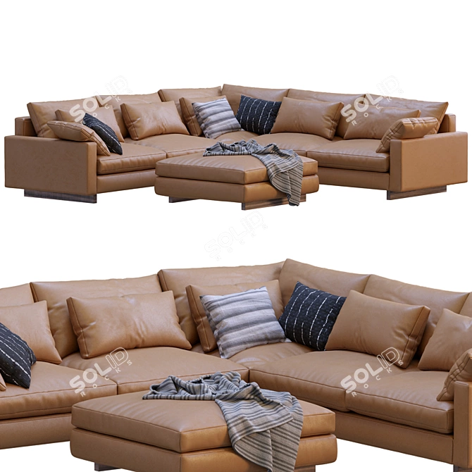 Elegant Harmony Leather Sofa 3D model image 3