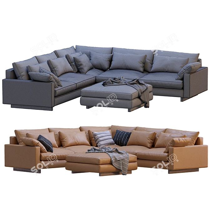 Elegant Harmony Leather Sofa 3D model image 4