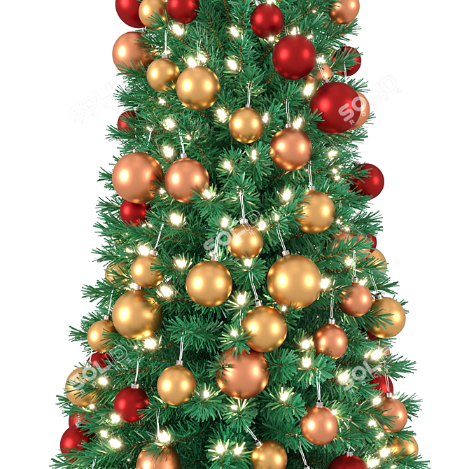 Christmas Tree 3D Model with Lights & Ornaments 3D model image 2
