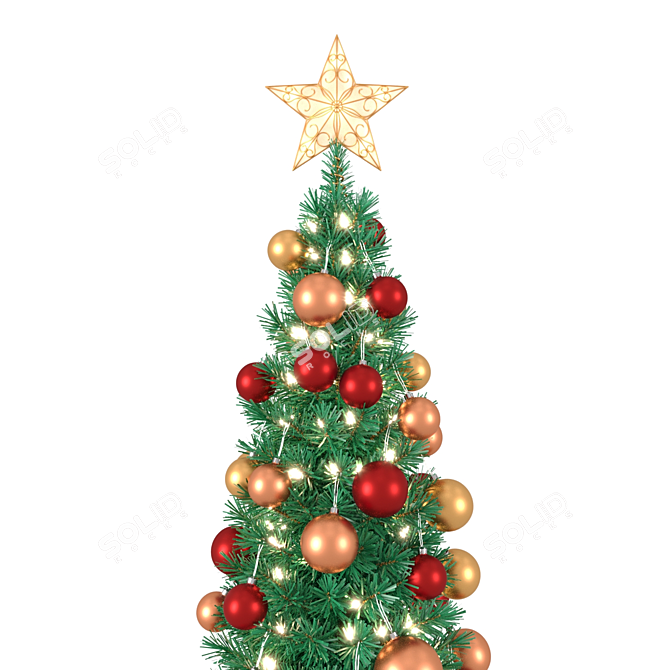 Christmas Tree 3D Model with Lights & Ornaments 3D model image 3
