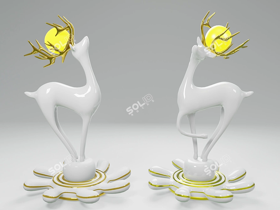 Elegant Porcelain Deer Sculpture 3D model image 1