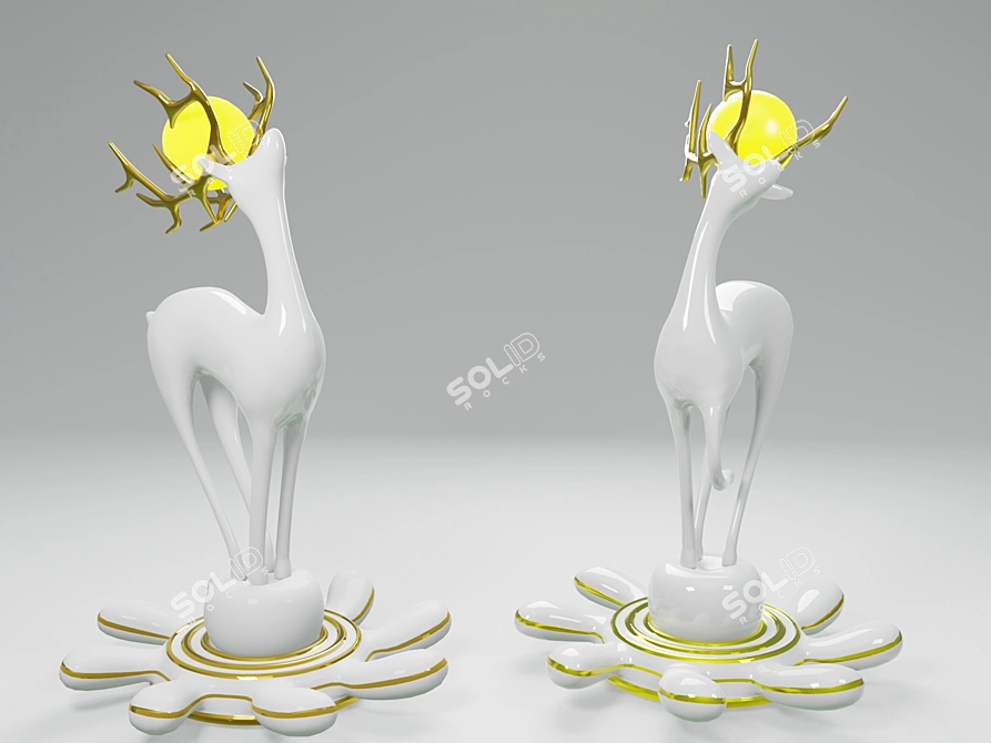Elegant Porcelain Deer Sculpture 3D model image 2