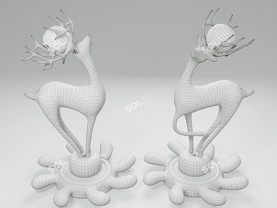 Elegant Porcelain Deer Sculpture 3D model image 3