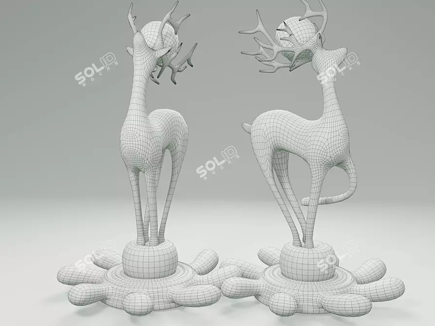 Elegant Porcelain Deer Sculpture 3D model image 4