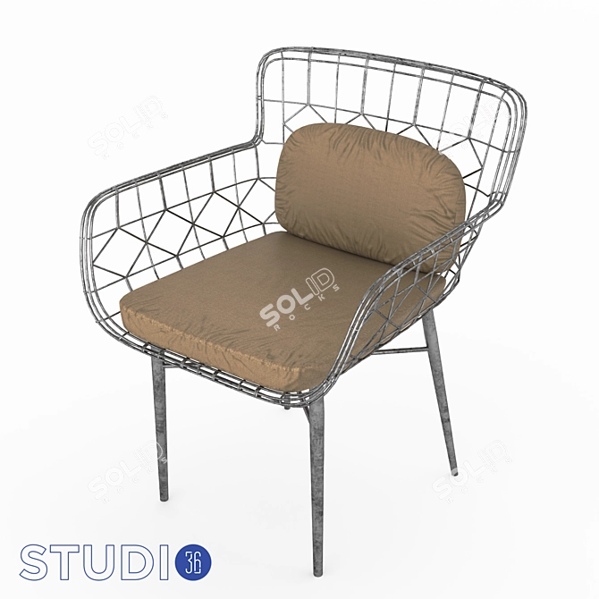 Vintage Style Metal Chair 3D model image 1