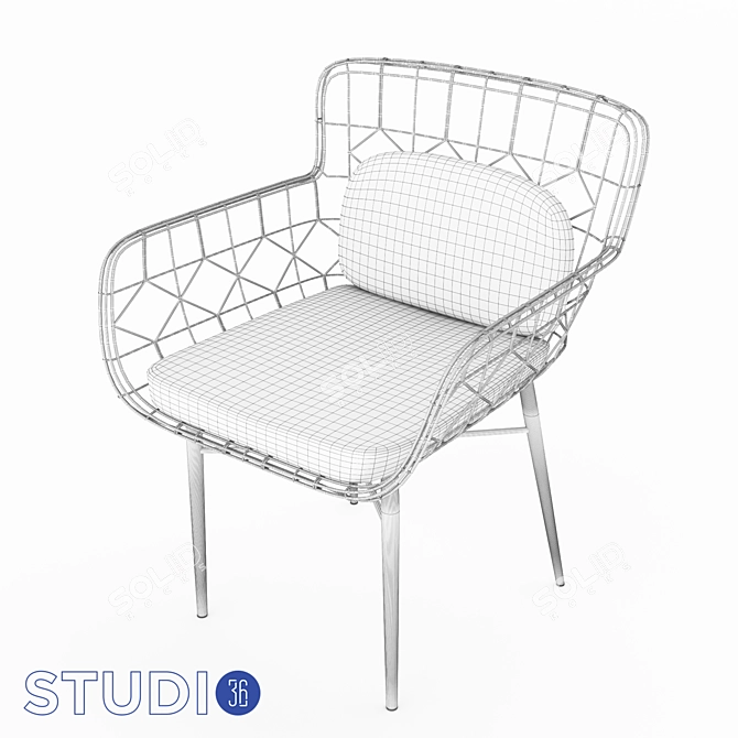 Vintage Style Metal Chair 3D model image 2