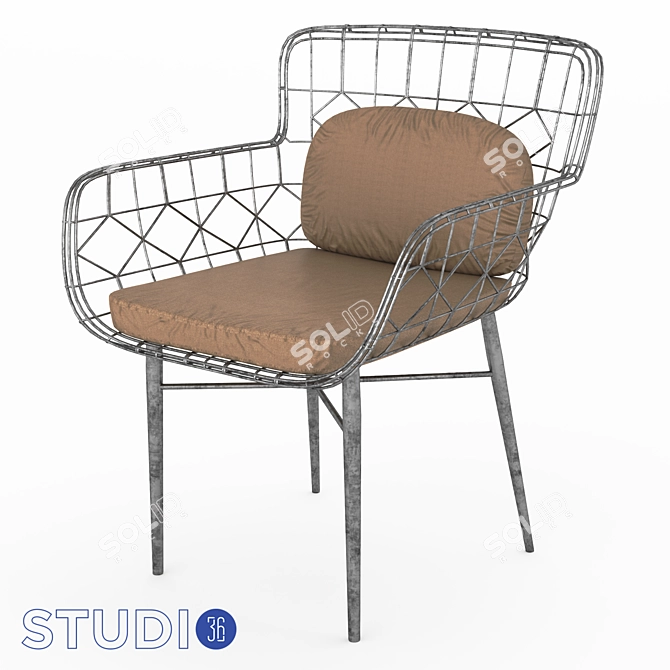 Vintage Style Metal Chair 3D model image 3