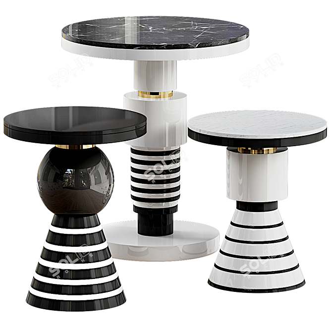 Modern Ceramic Marble Coffee Table 3D model image 3