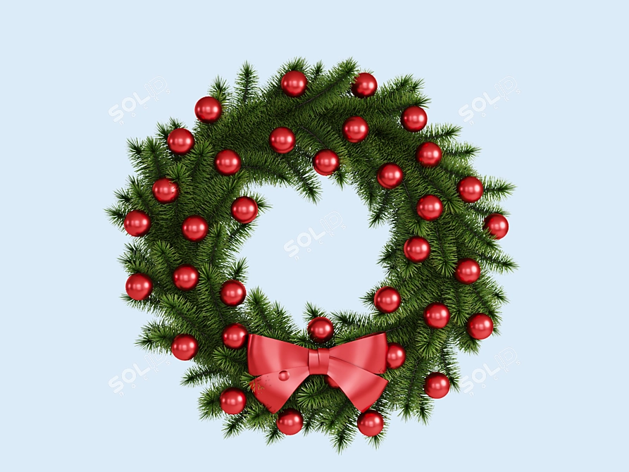 Festive Holiday Wreath 3D model image 1
