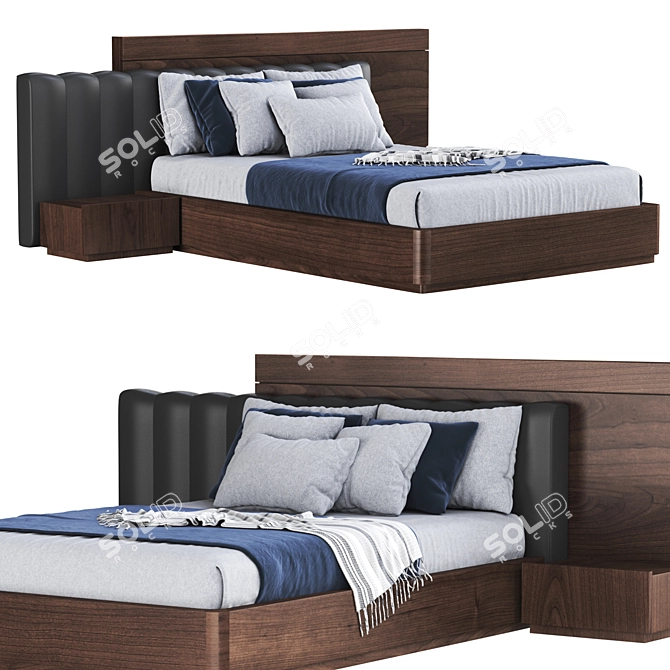 Contemporary Double Storage Bed 3D model image 1