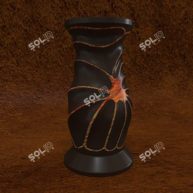 Rustic Mango Wood "Thoughts" Vase 3D model image 1