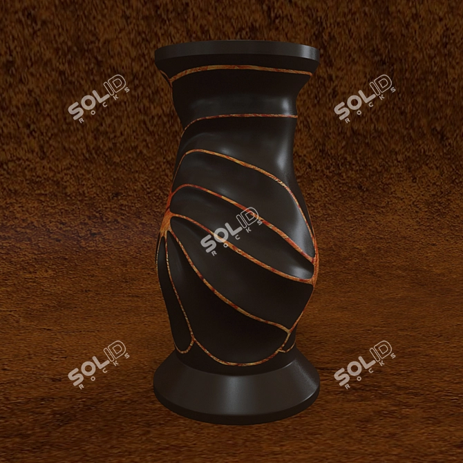 Rustic Mango Wood "Thoughts" Vase 3D model image 2