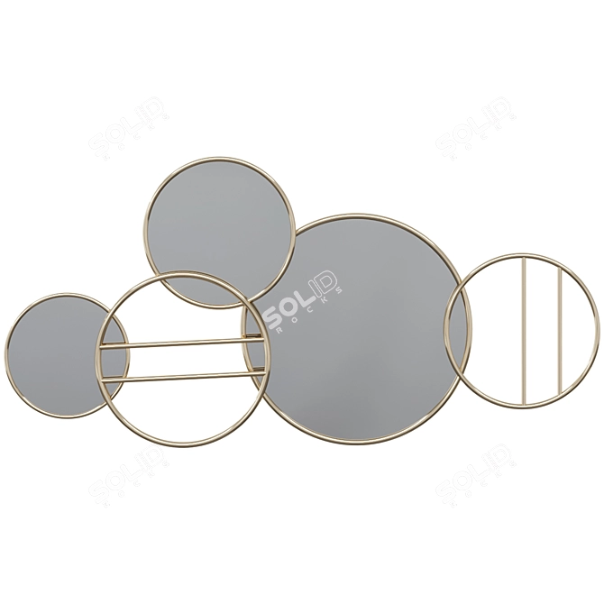 Gold Metal Mirror Wall Decor 3D model image 1