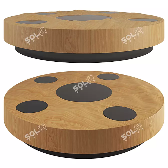 Circular Oak Dining Table 3D model image 1