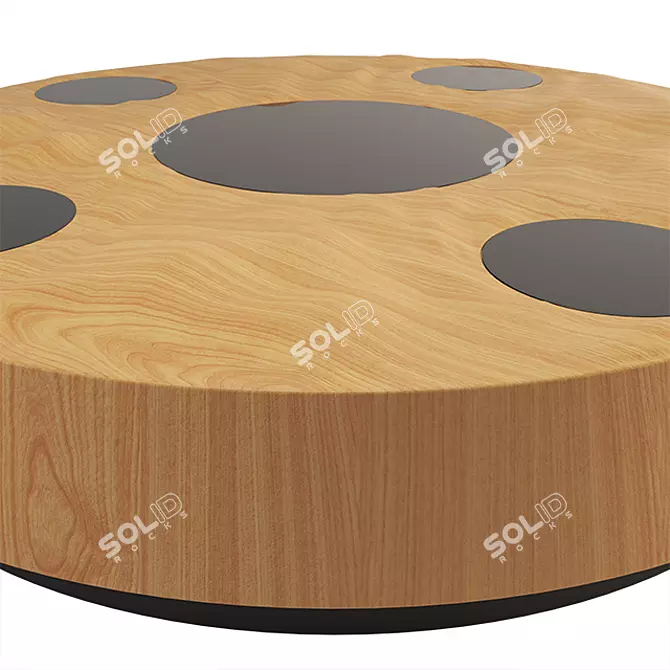 Circular Oak Dining Table 3D model image 2