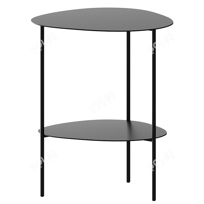 Sleek Oval Metal Coffee Table 3D model image 1