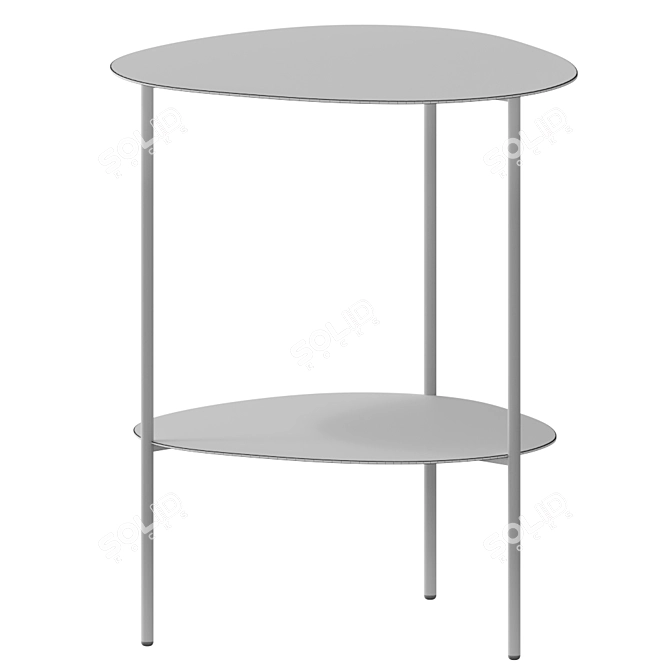 Sleek Oval Metal Coffee Table 3D model image 2