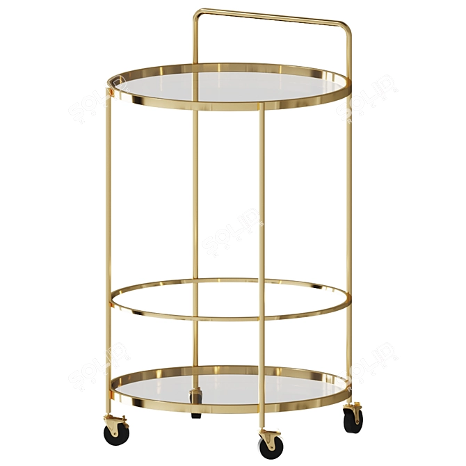 Paola Glass and Gold Metal Kitchen Trolley 3D model image 1