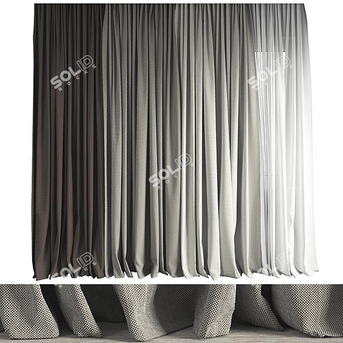 Maharam Mode Curtain: Seamless Fabric, 42 Colors 3D model image 1