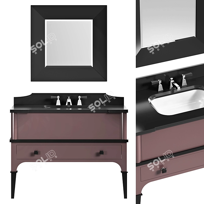 Elegant Devon&Devon Vanity with Vip Time Basin & Morgan Mirror 3D model image 1