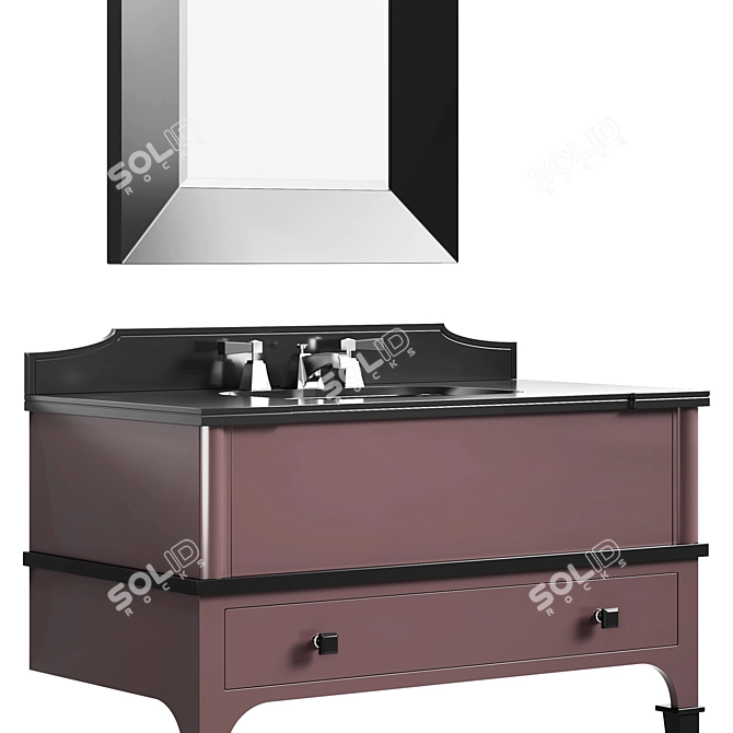 Elegant Devon&Devon Vanity with Vip Time Basin & Morgan Mirror 3D model image 2