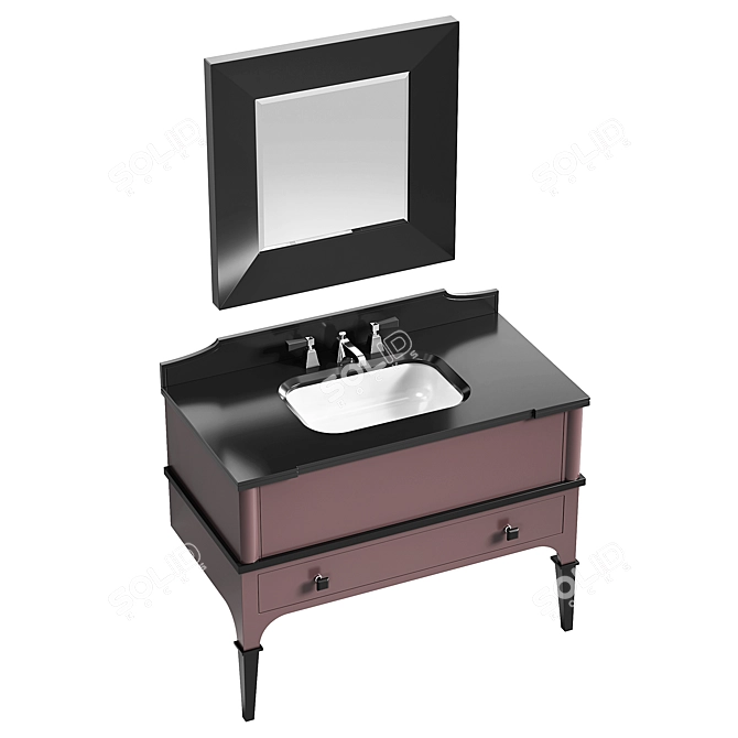 Elegant Devon&Devon Vanity with Vip Time Basin & Morgan Mirror 3D model image 3