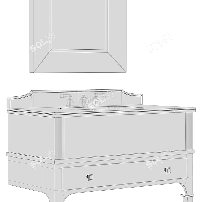 Elegant Devon&Devon Vanity with Vip Time Basin & Morgan Mirror 3D model image 4