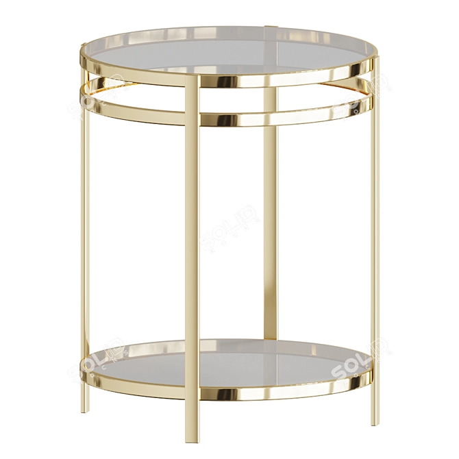 Golden Glass Coffee Table with Dual Surfaces 3D model image 1