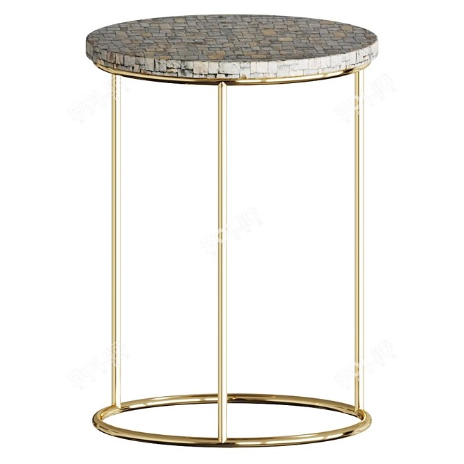 Golden Metal Stone Top Side Table 3D model image 1