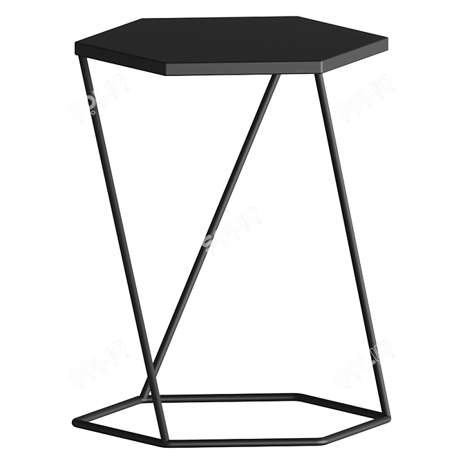 Hexagonal Metal Side Table | Black Coffee Table 3D model image 1