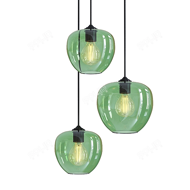 Elegant Green Glass Pendant Light 3D model image 1
