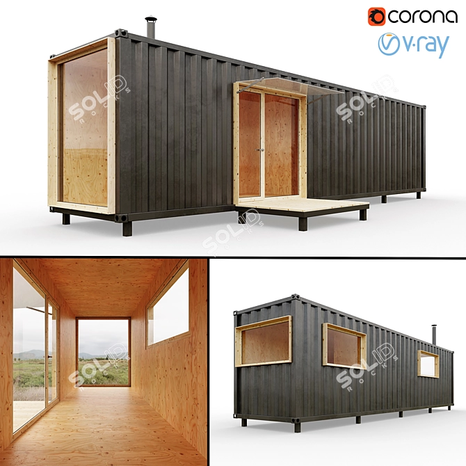 Container Living: Modern Modular Home 3D model image 1